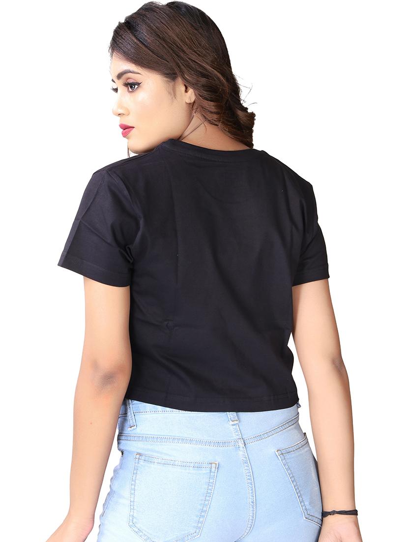 black typography crop top - 20085989 - Standard Image - 4