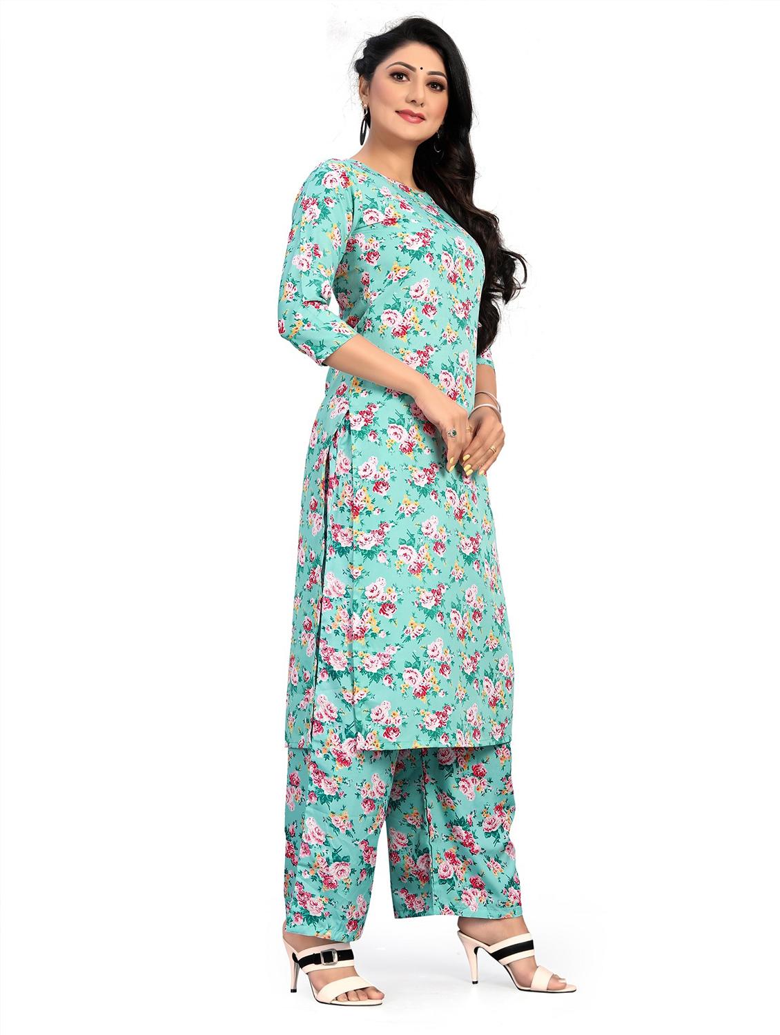 floral printed kurta palazzo set - 20087359 -  Standard Image - 1