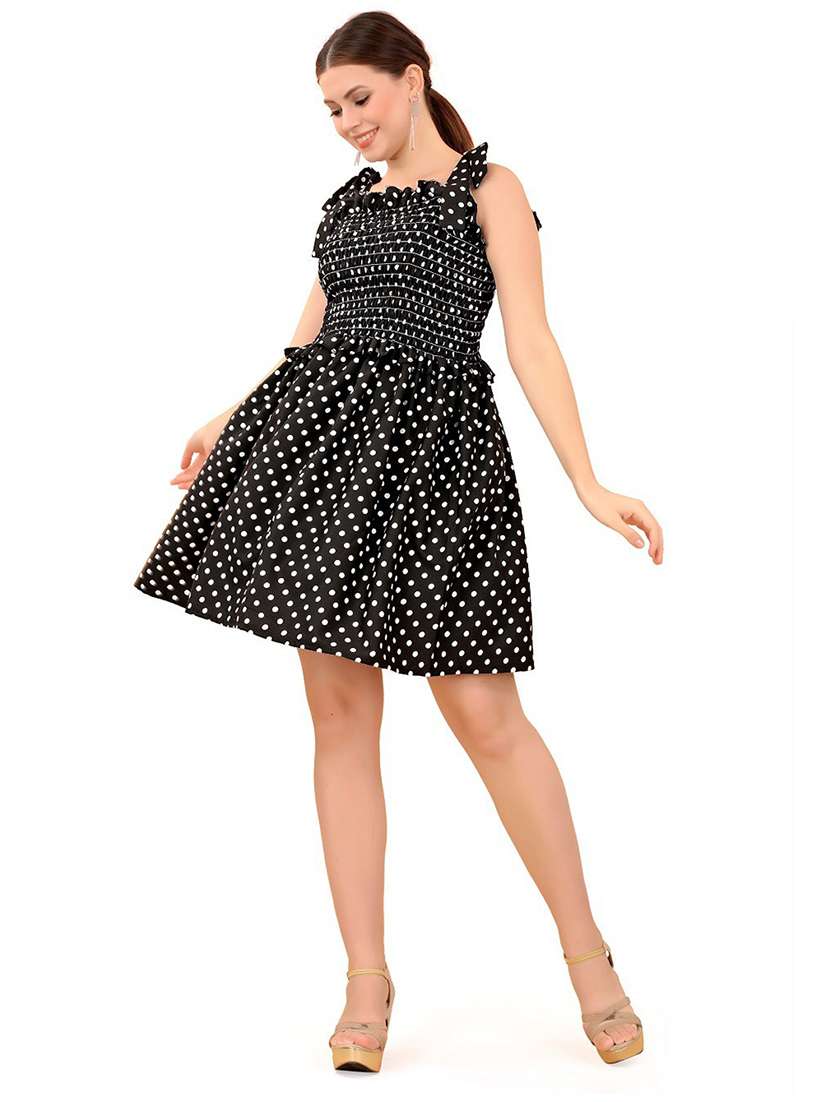 black crepe fit & flare dress - 20087709 - Standard Image - 1