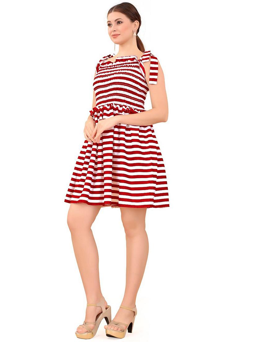 red striped fit & flare dress - 20087728 -  Standard Image - 1