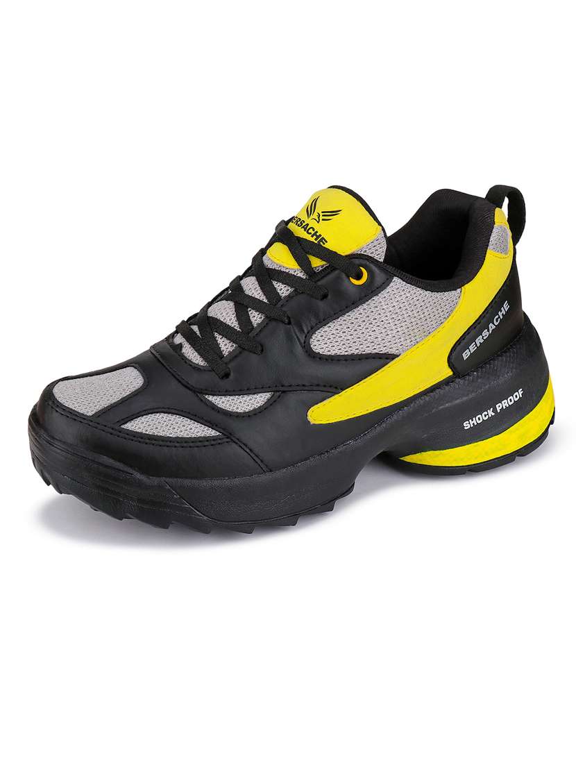 black & yellow color blocked lace-up sneakers - 20088076 - Standard Image - 1