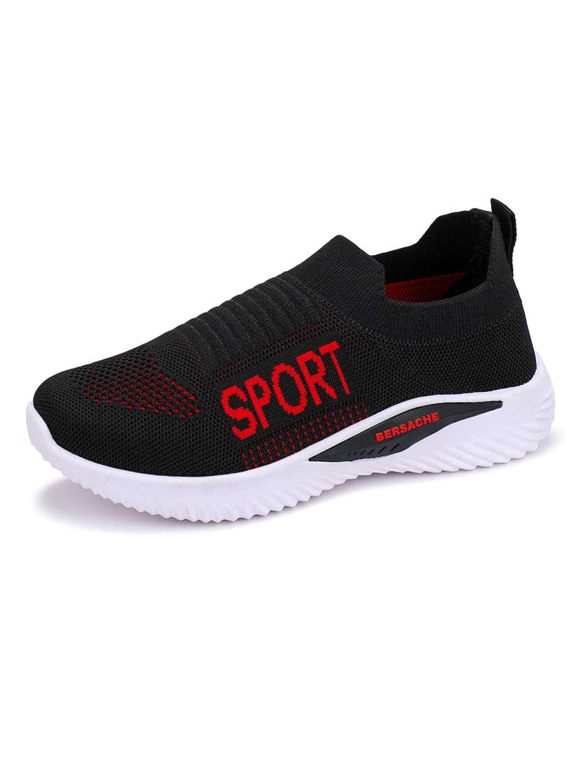 black solid slip-on sports shoes - 20088078 - Standard Image - 1