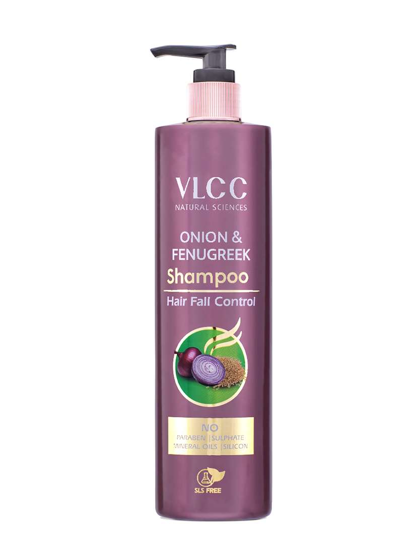 vlcc onion & fenu greek shampoo for hair fall control - 300 ml - cleans scalp