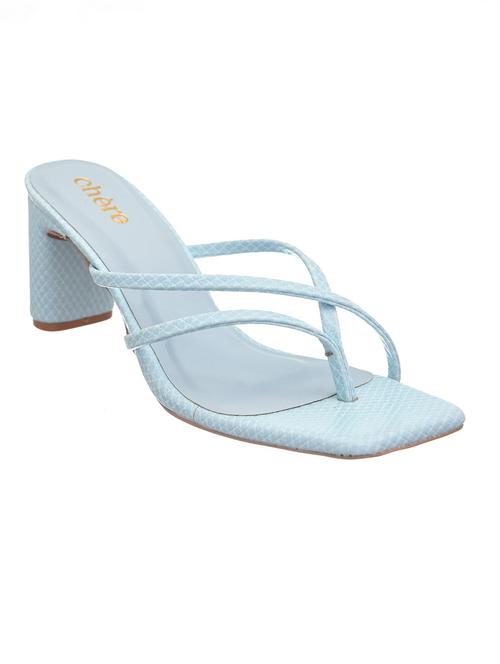 blue textured slip on block heel  - 20088847 -  Standard Image - 0