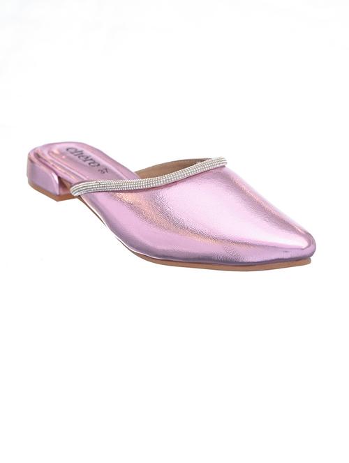 pink faux leather slip on sandals - 20088864 - Standard Image - 0