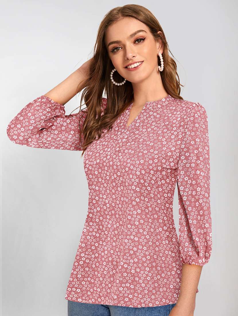 women's straight notch neck top - 20088979 -  Standard Image - 1