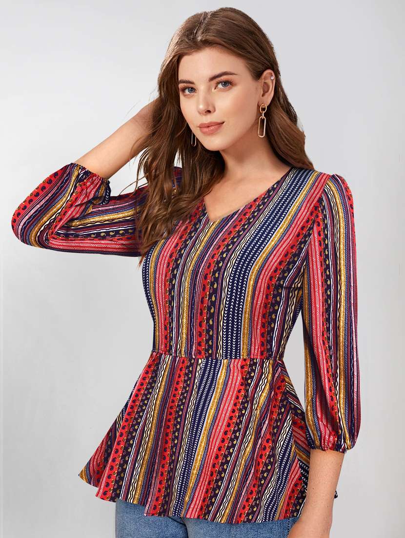 women's peplum v neck top - 20088990 -  Standard Image - 1