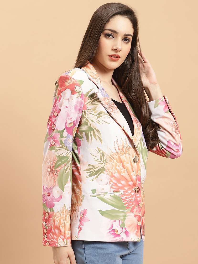 multi colored floral single breasted blazer - 20089133 - Standard Image - 1
