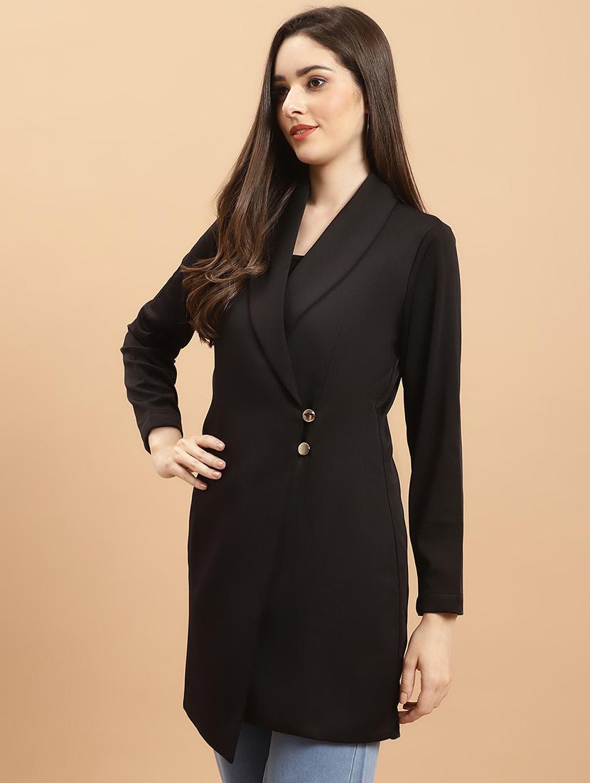 black solid double breasted blazer - 20089134 - Standard Image - 1