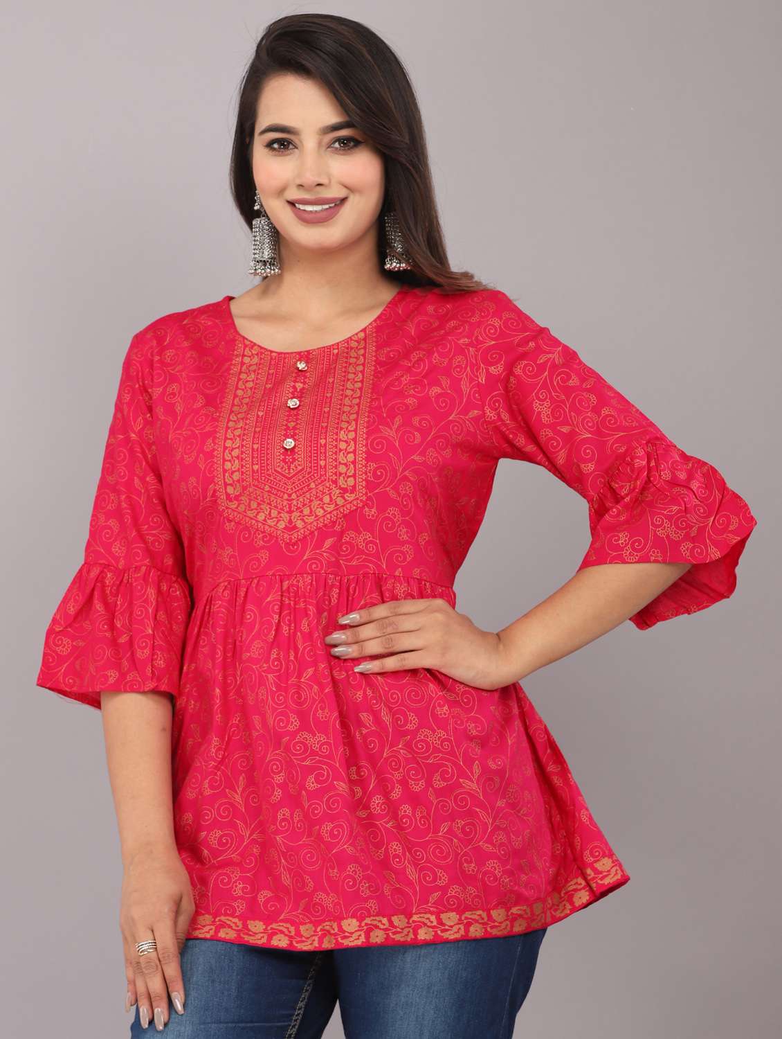 pink printed regular top - 20097817 -  Standard Image - 1