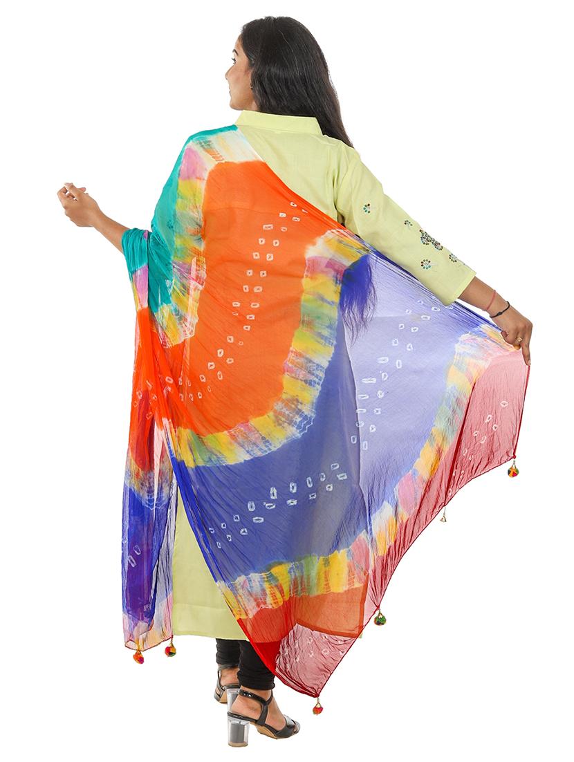 multi colored bandhani dupatta - 20097854 - Standard Image - 1