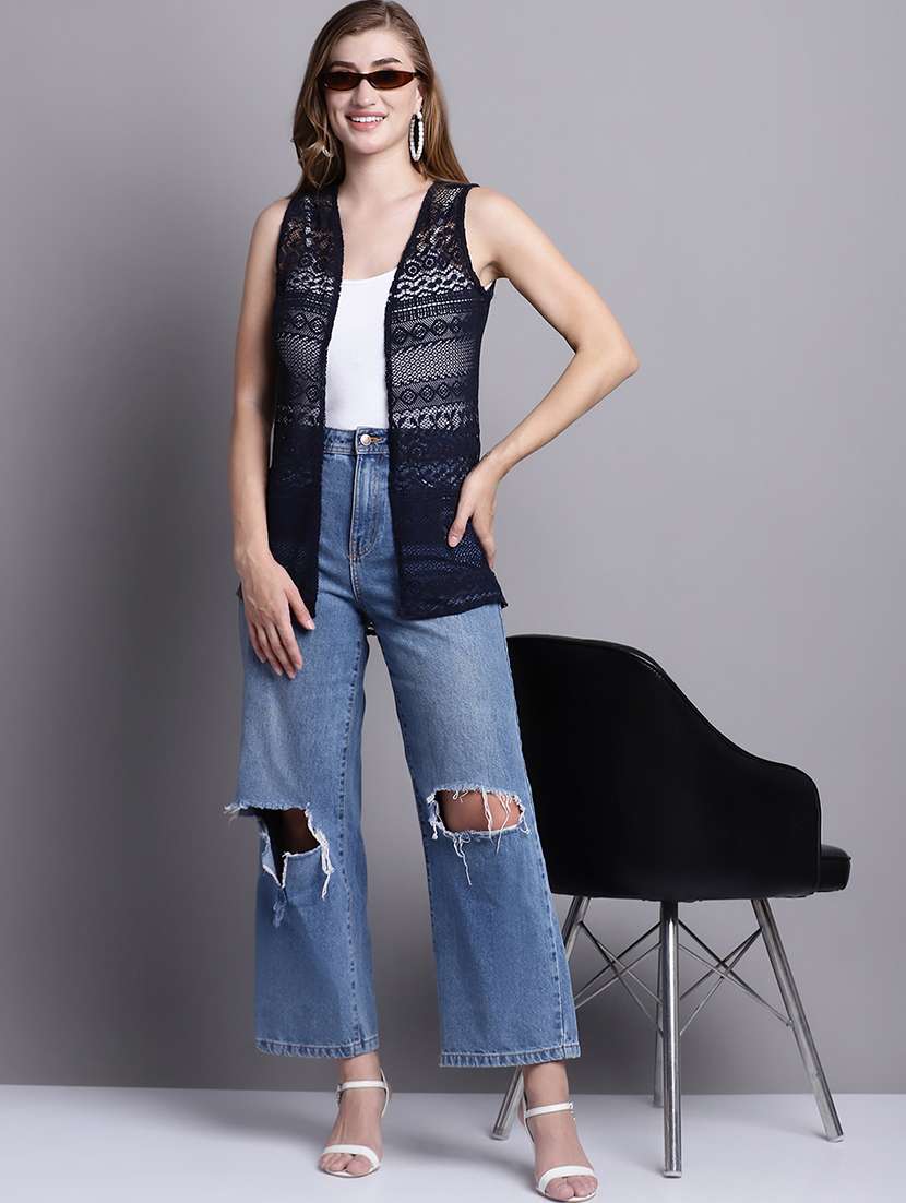 black cotton shrug - 20098137 -  Standard Image - 4