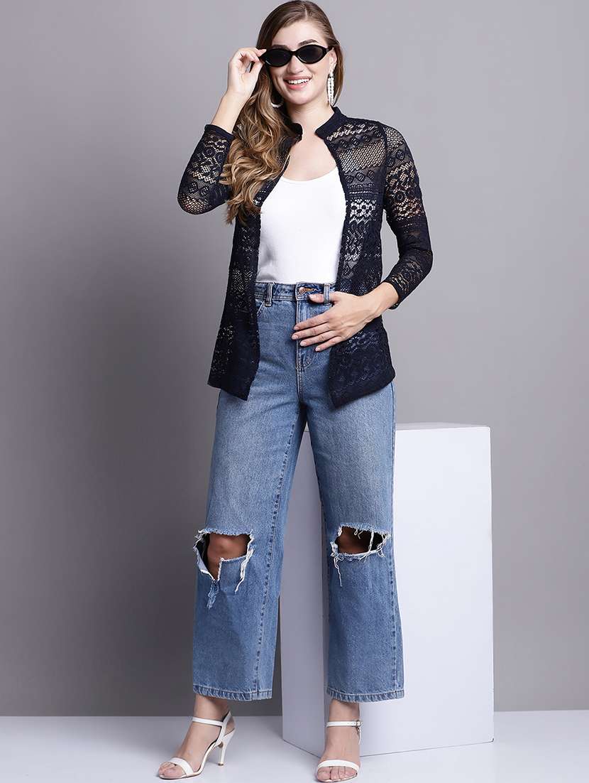 black cotton shrug - 20098146 -  Standard Image - 4