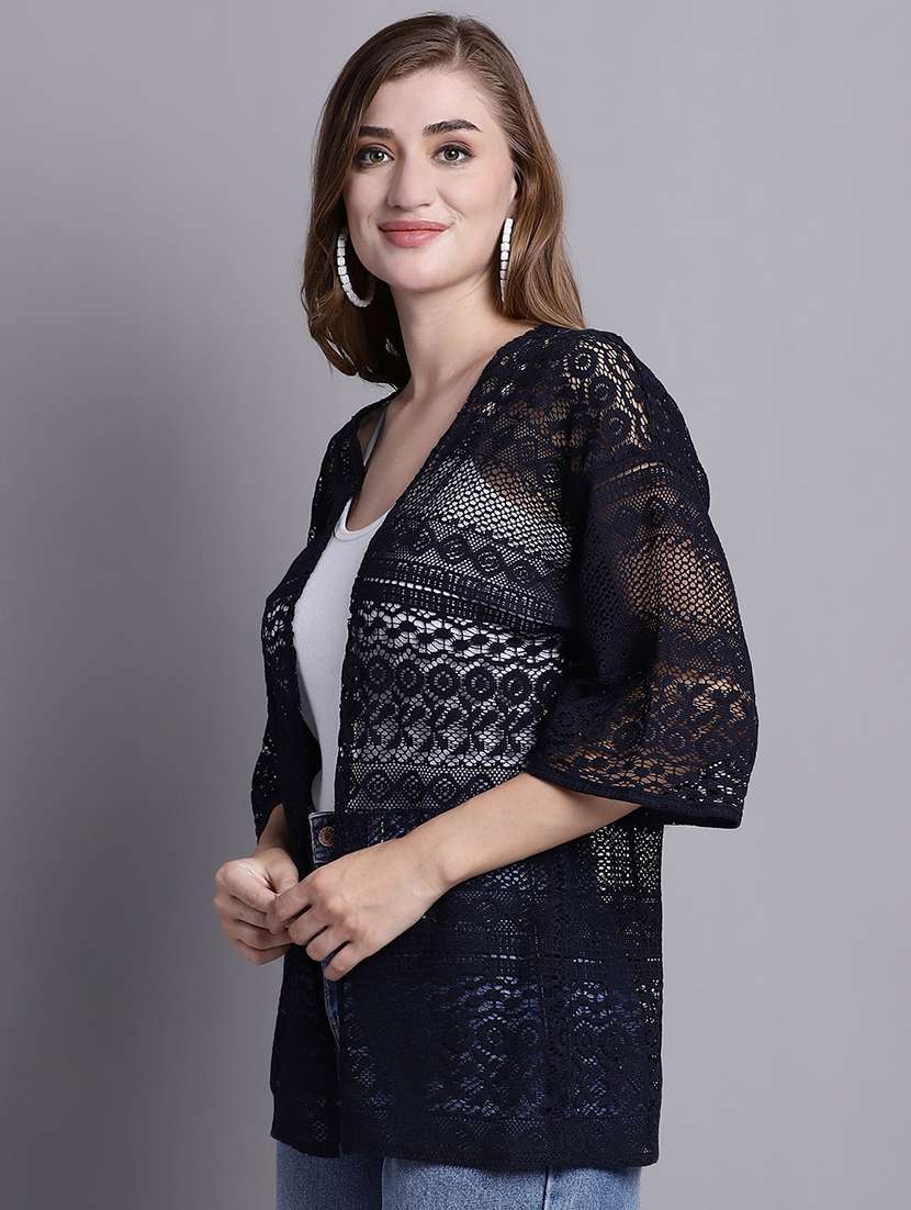 black cotton shrug - 20098147 -  Standard Image - 1