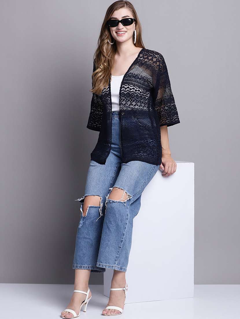 black cotton shrug - 20098147 -  Standard Image - 4