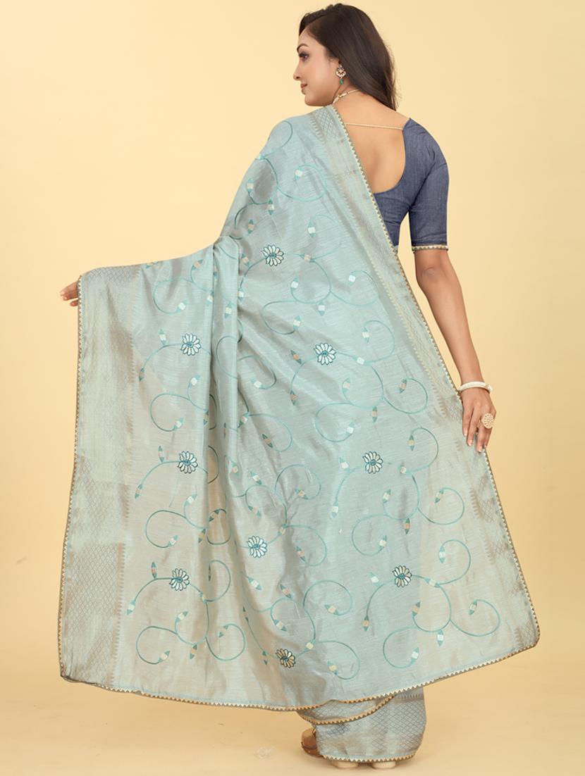 embroidered saree with blouse - 20098163 - Standard Image - 1