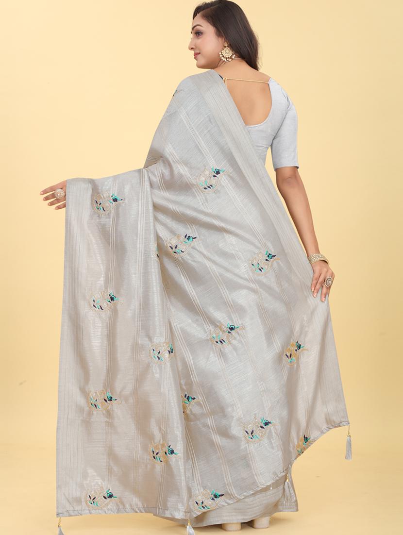 embroidered saree with blouse - 20098177 -  Standard Image - 1