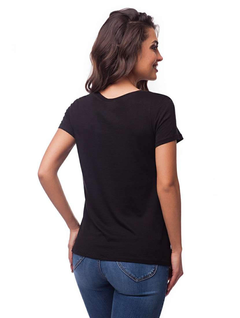 black cotton blend regular tshirt - 20099172 -  Standard Image - 1