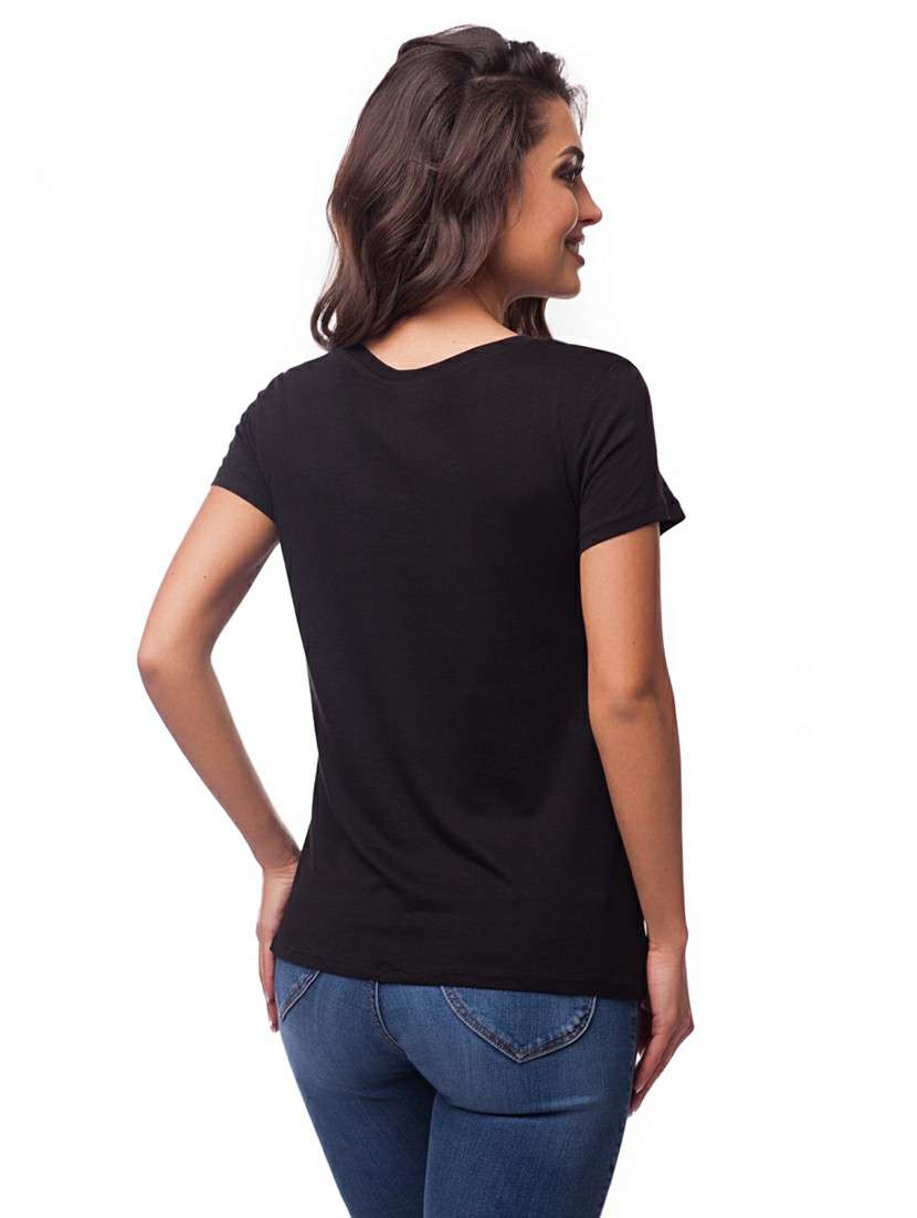 black cotton blend regular tshirt - 20099175 -  Standard Image - 1