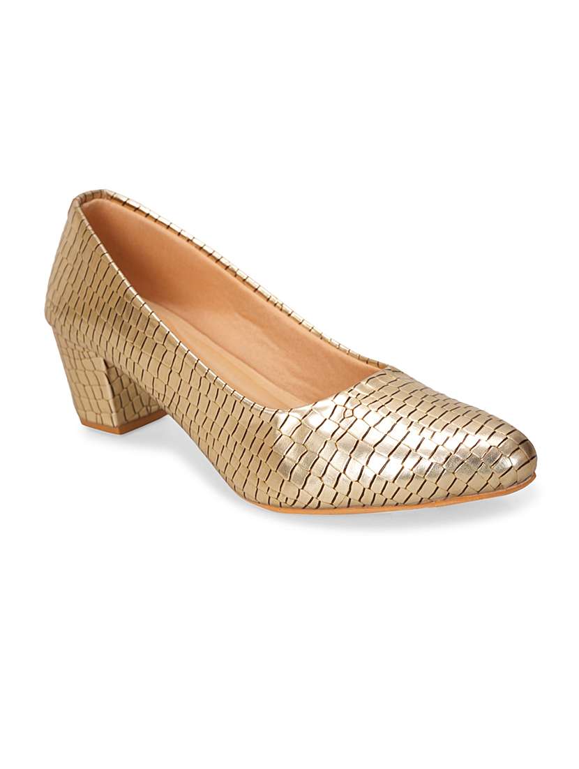 gold textured block heel - 20101657 -  Standard Image - 1