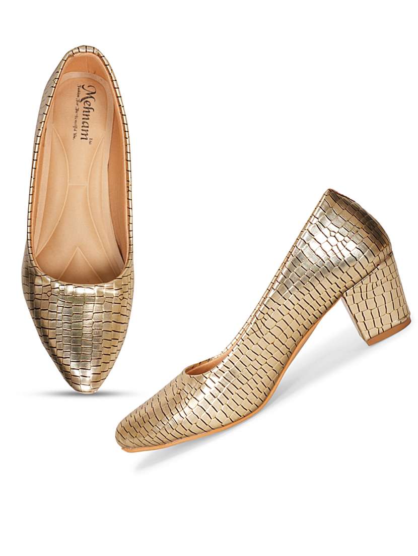 gold textured block heel - 20101657 -  Standard Image - 4