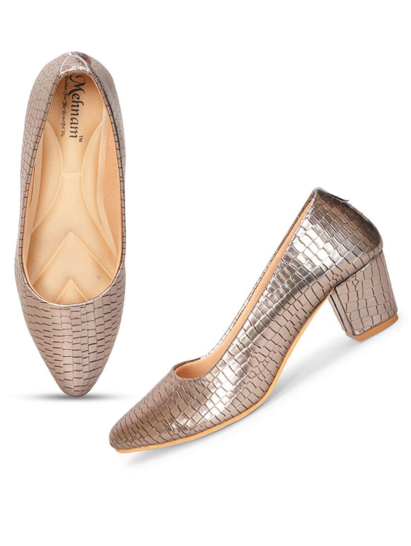 copper textured block heel - 20101658 -  Standard Image - 4