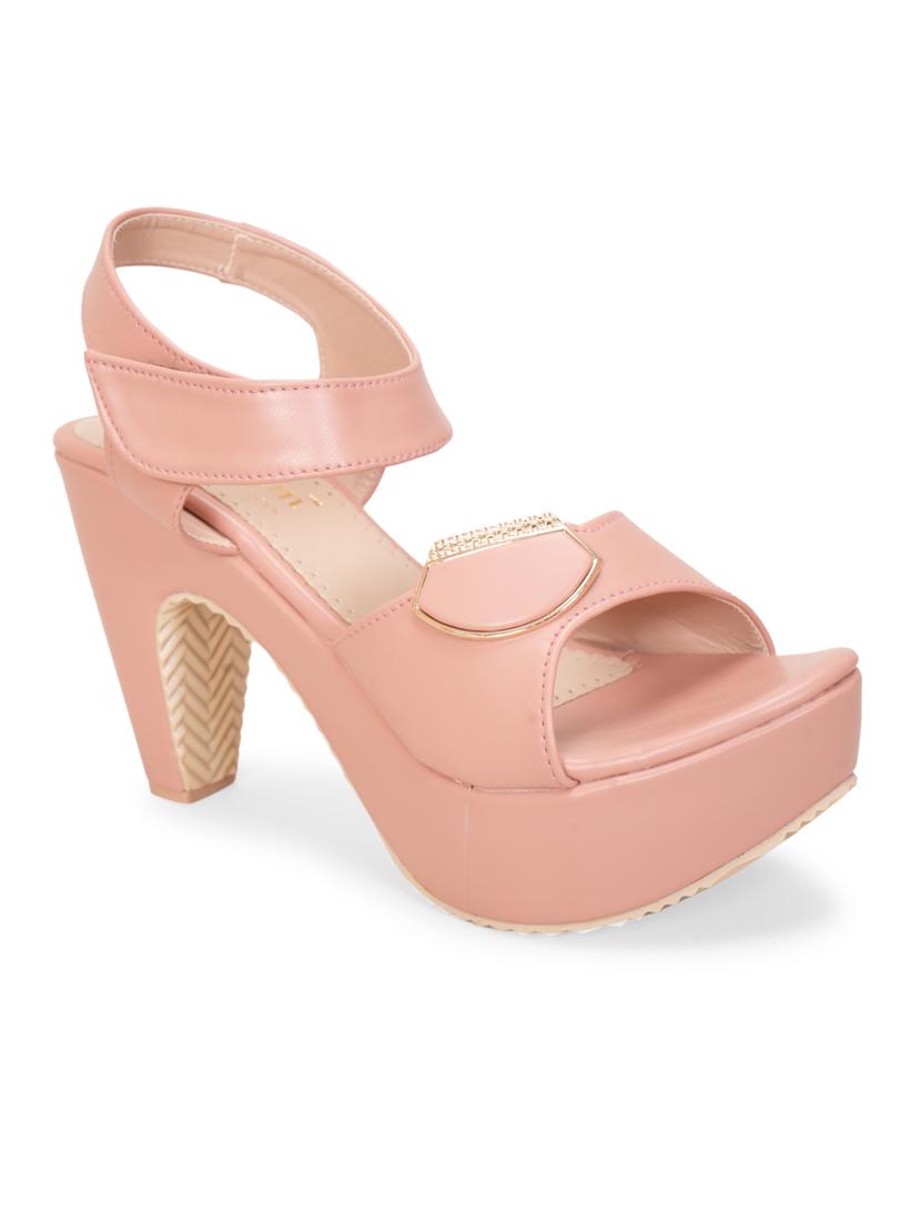 peach ankle strap block heel - 20101679 - Standard Image - 1