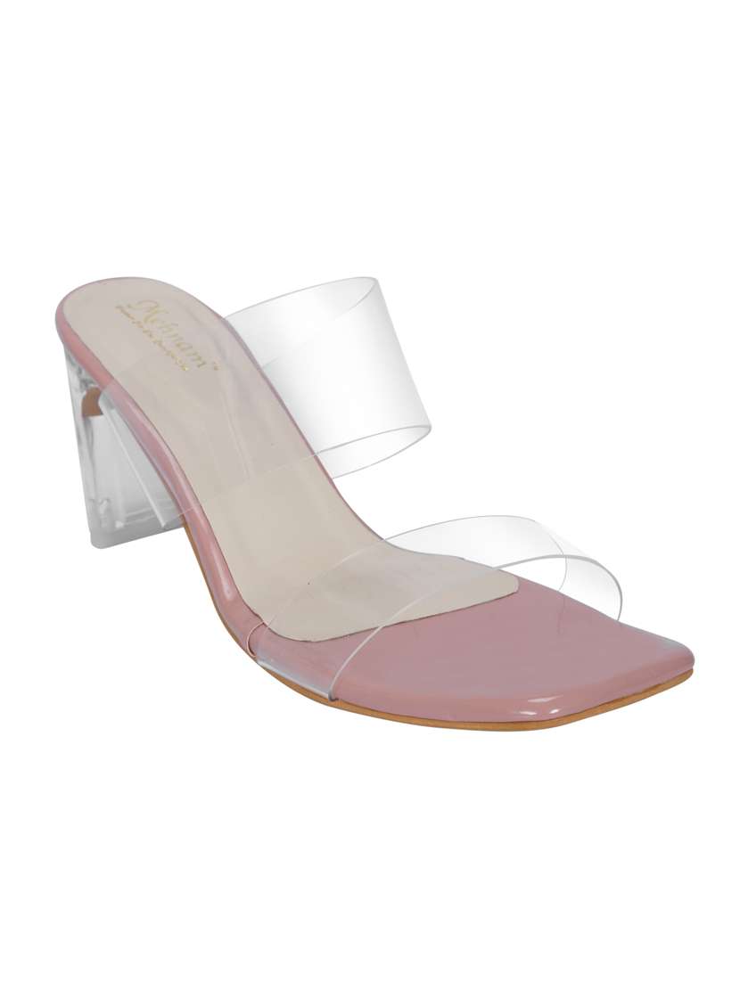 peach slip on block heel  - 20101682 -  Standard Image - 1