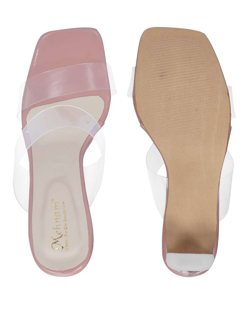 peach slip on block heel  - 20101682 -  Standard Image - 4