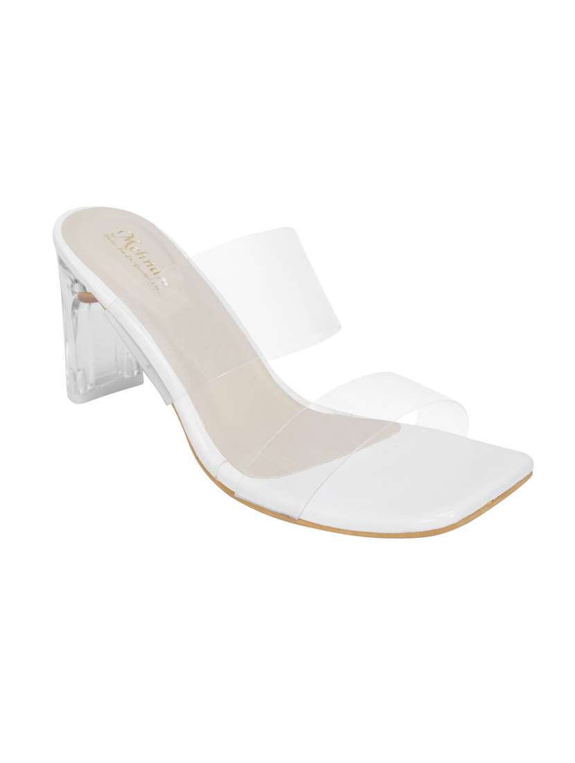 white slip on block heel  - 20101684 -  Standard Image - 1