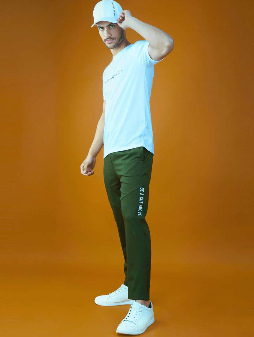 green solid track pant - 20101882 -  Standard Image - 4