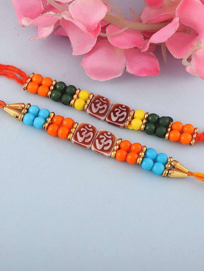fabric and beads rakhi for rakshabandhan for bhaiya and bhabhi (pack of 2) - 20101960 -  Standard Image - 1