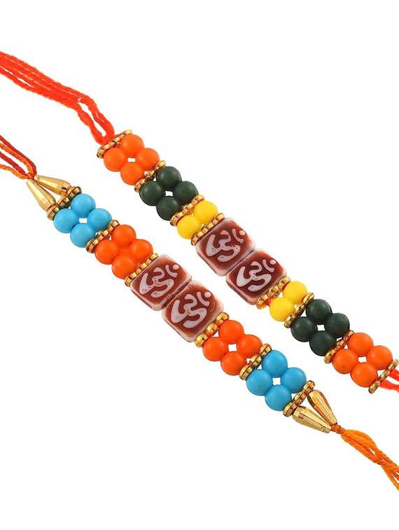 fabric and beads rakhi for rakshabandhan for bhaiya and bhabhi (pack of 2) - 20101960 -  Standard Image - 4