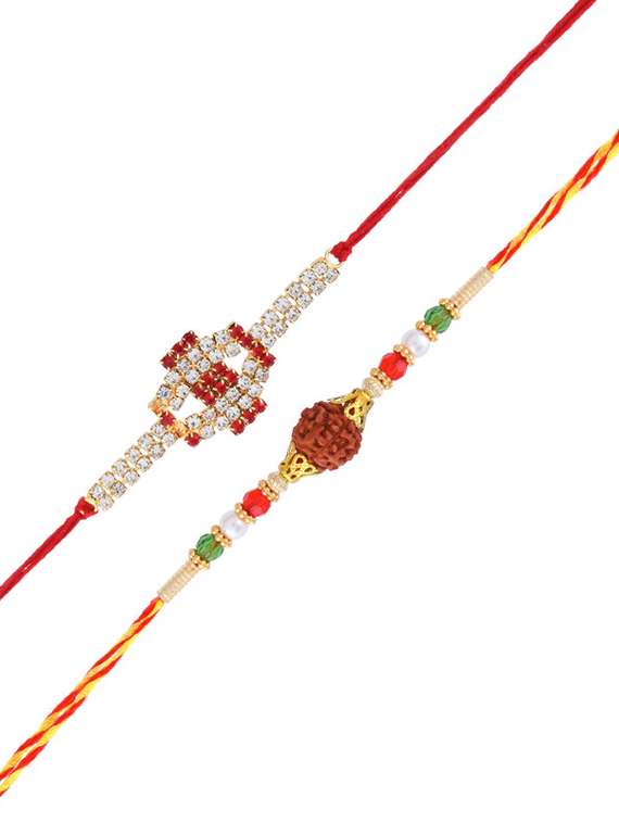 2 rakhi rakshabandhan set combo for bhaiya bhabhi brother bhai (pack of 2 ) - 20101976 -  Standard Image - 4