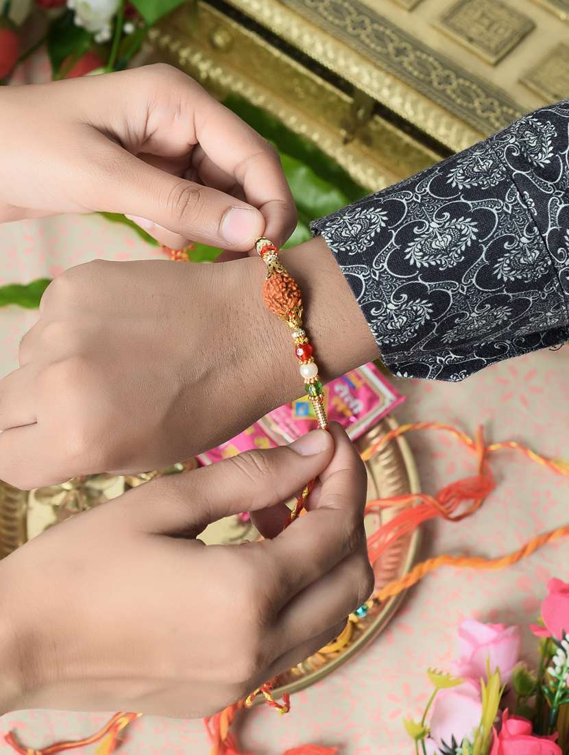 2 rakhi rakshabandhan set combo for bhaiya bhabhi brother bhai (pack of 2 ) - 20101976 -  Standard Image - 6