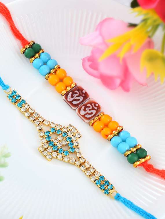 2 rakhi rakshabandhan set combo for bhaiya bhabhi brother bhai (pack of 2 ) - 20101977 -  Standard Image - 6