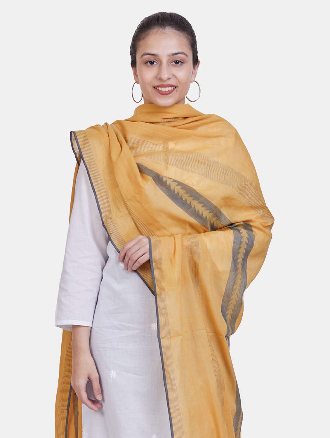 beige plain dupatta - 20102554 -  Standard Image - 1