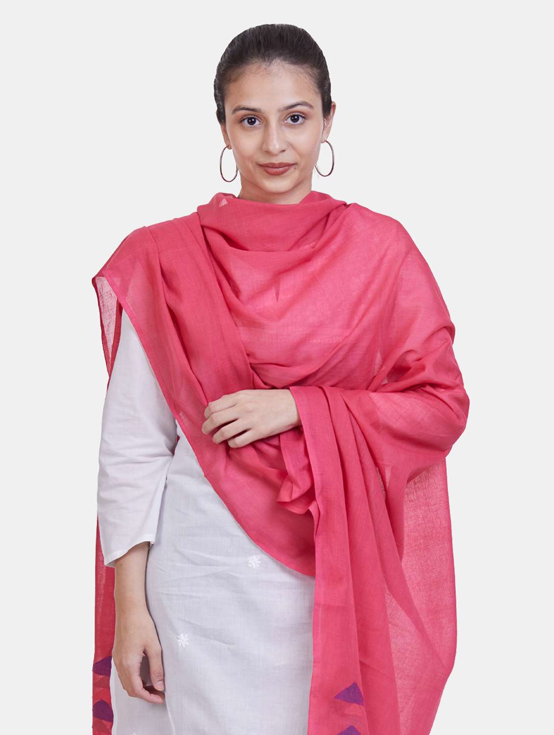 pink plain dupatta - 20102563 -  Standard Image - 1
