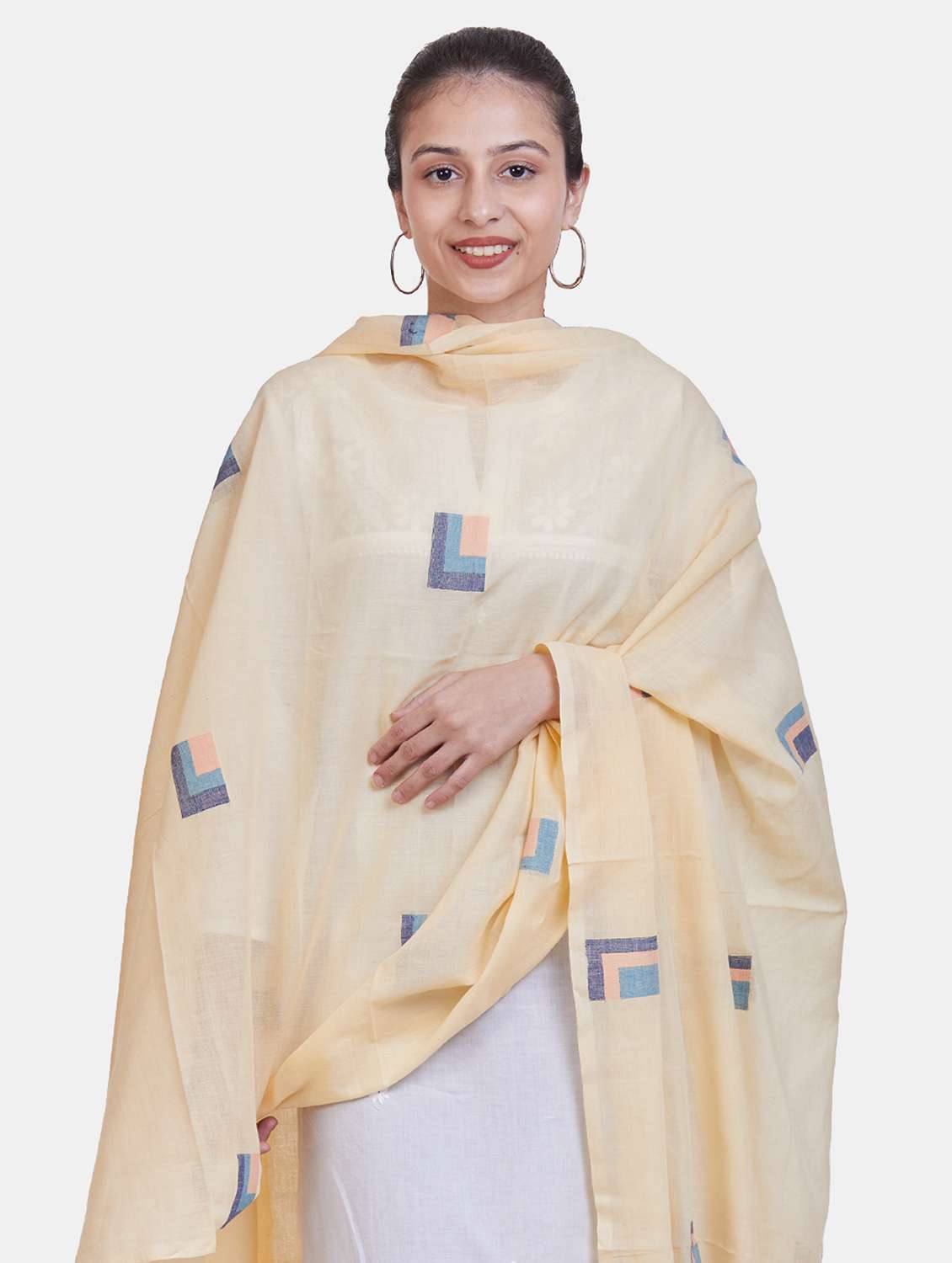beige woven dupatta - 20102588 -  Standard Image - 1
