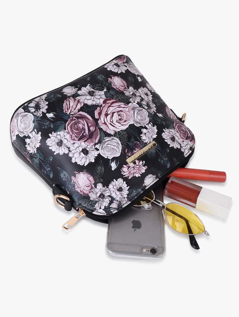 floral printed leatherette sling bag - 20102673 - Standard Image - 4