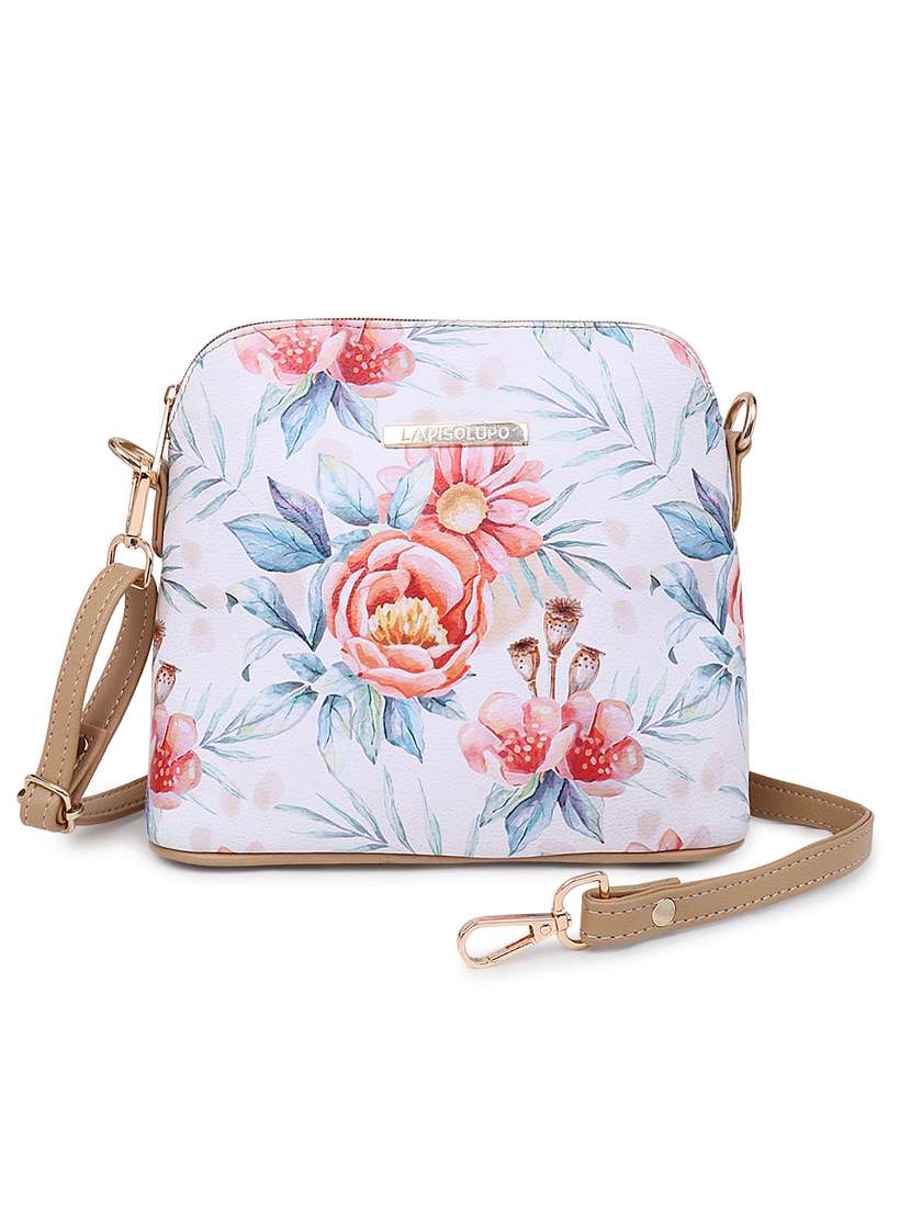 beige leatherette (pu) sling bag