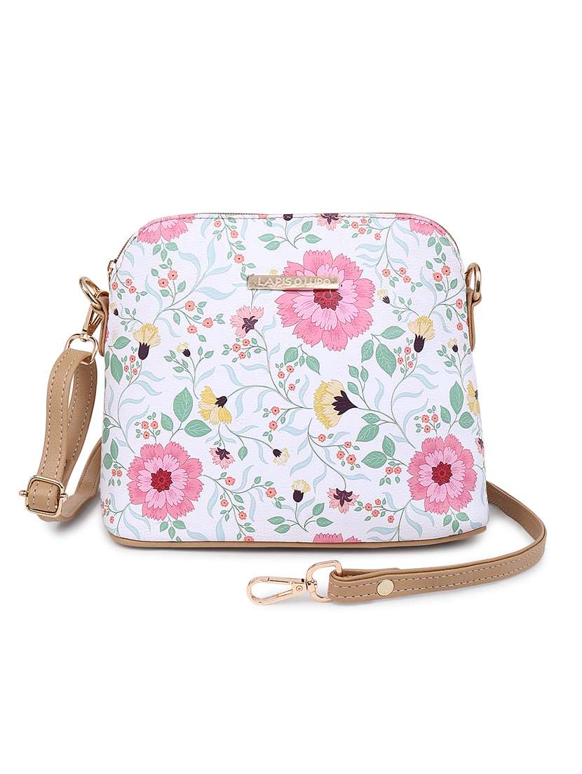 beige leatherette (pu) sling bag