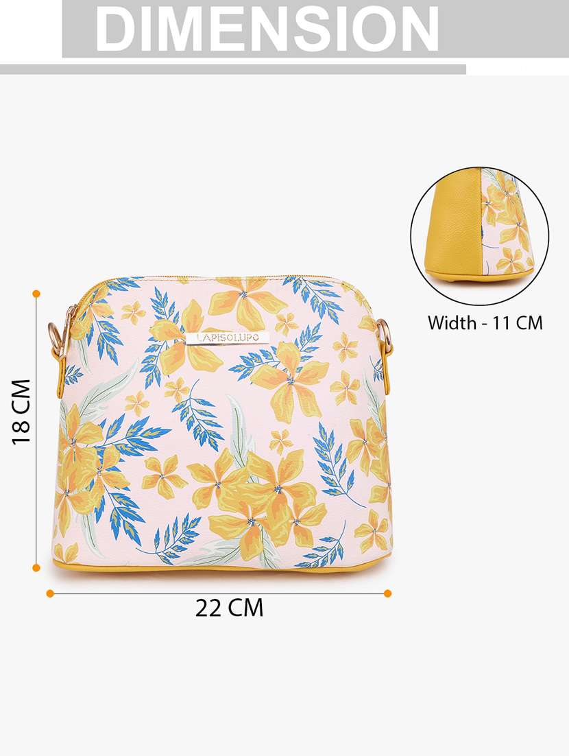 yellow leatherette (pu) sling bag - 20102682 - Standard Image - 6