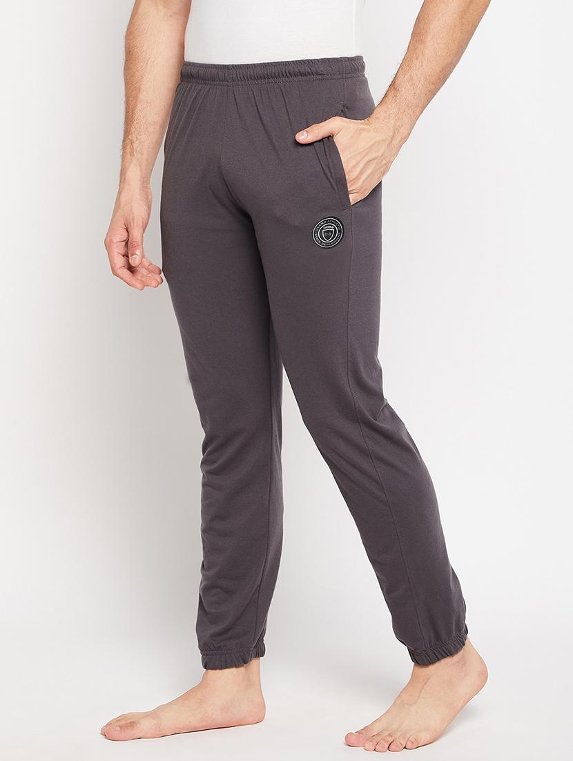 grey cotton blend joggers track pant - 20106816 -  Standard Image - 1