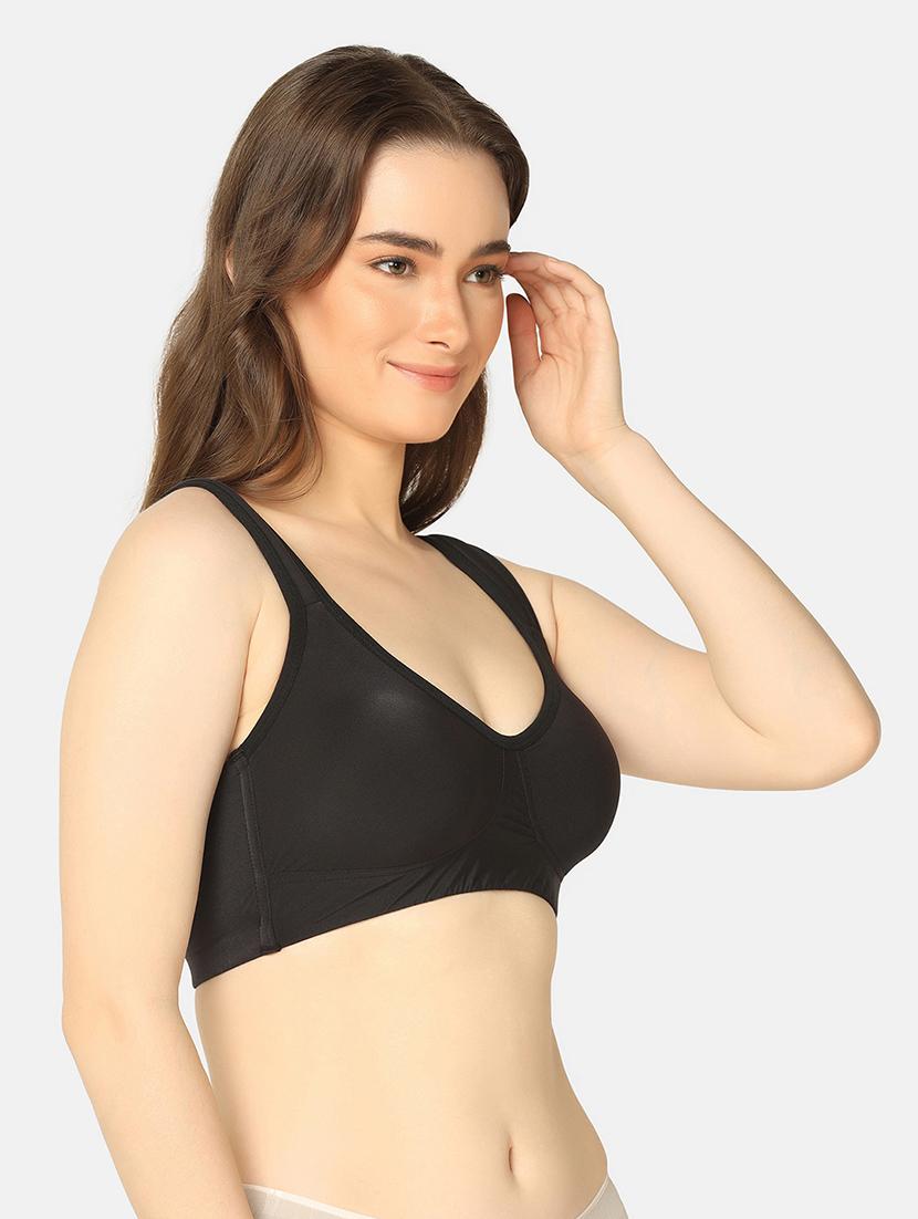 black nylon minimizer bra - 20110779 - Standard Image - 1