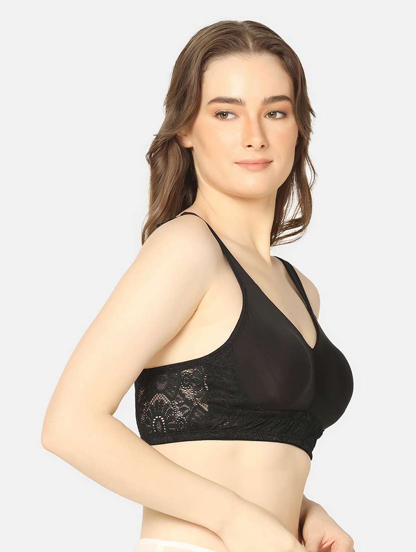 black nylon minimizer bra - 20110780 - Standard Image - 1