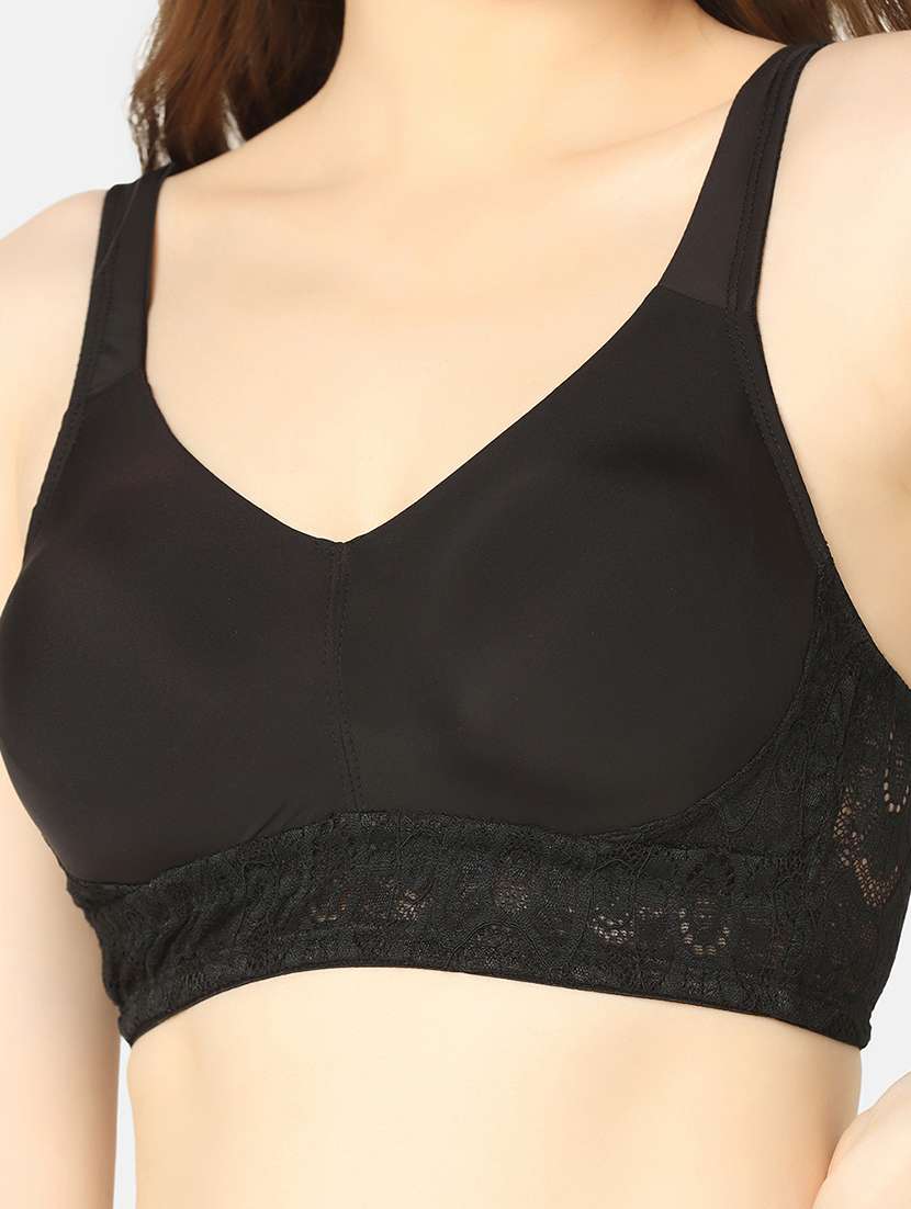 black nylon minimizer bra - 20110780 - Standard Image - 4