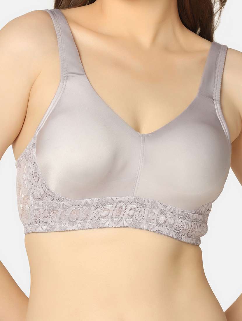 grey nylon minimizer bra - 20110781 - Standard Image - 4