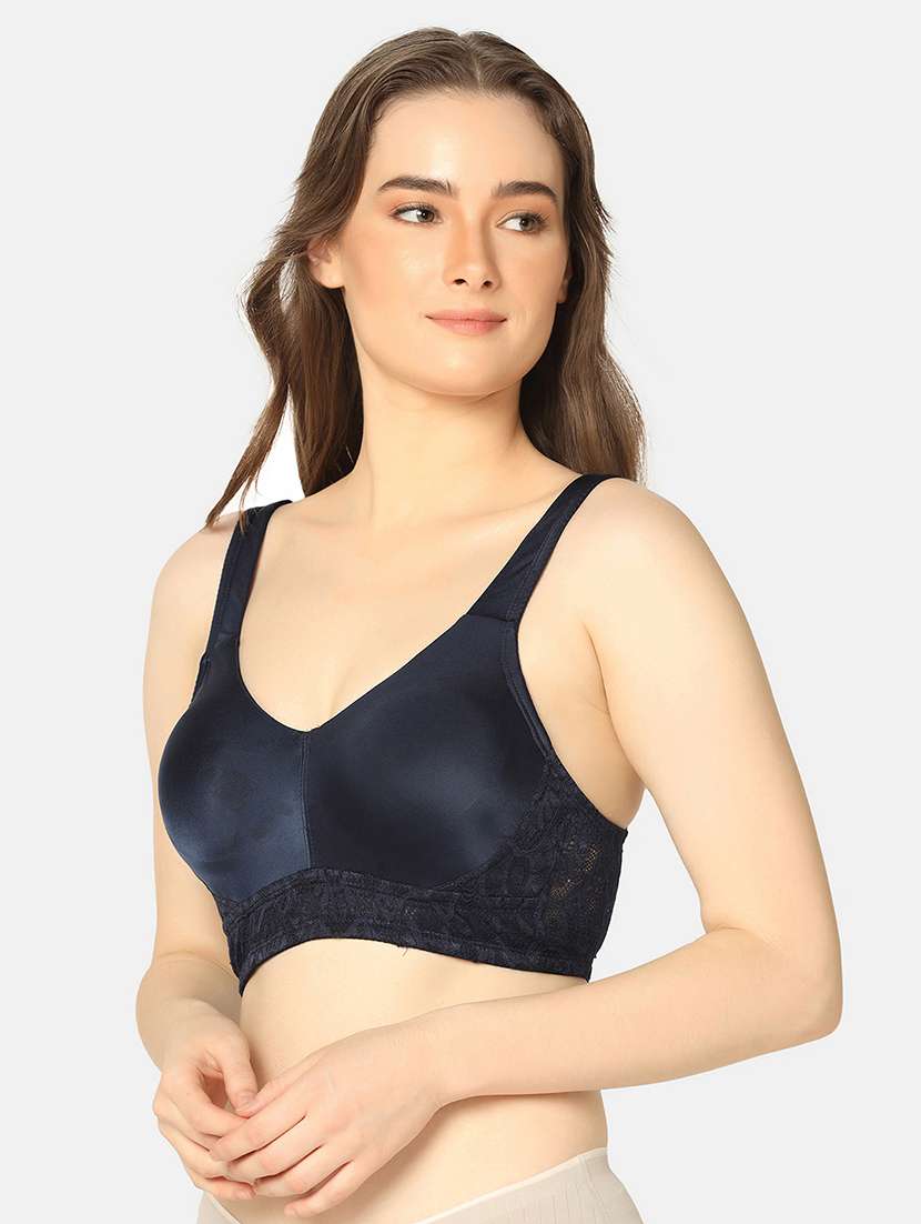 blue nylon minimizer bra - 20110782 -  Standard Image - 1