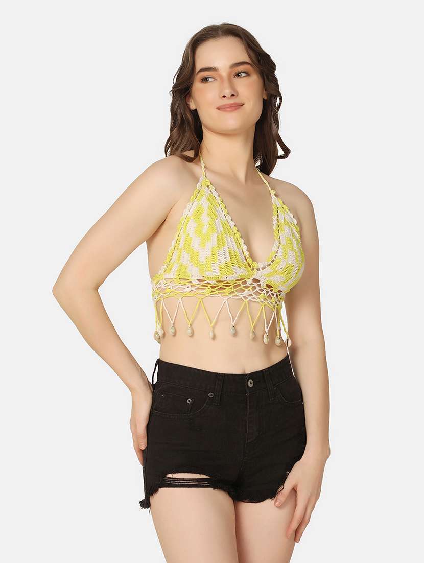 yellow & white corchet swimwear top - 20110822 -  Standard Image - 1